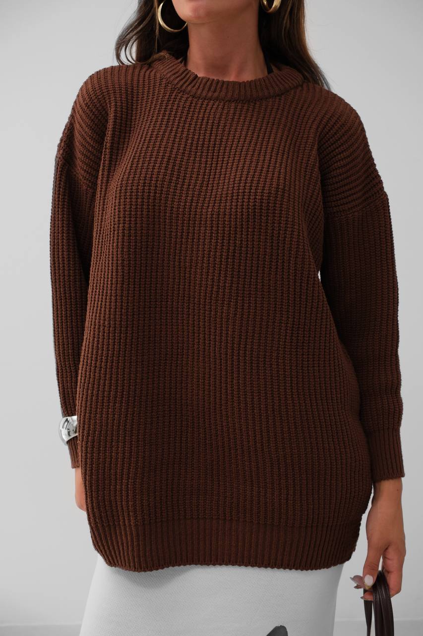 Maglione oversize a costine Mocha
