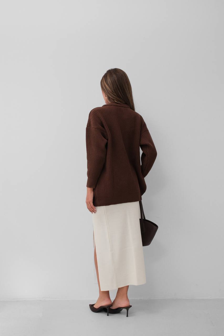 Maglione oversize a costine Mocha
