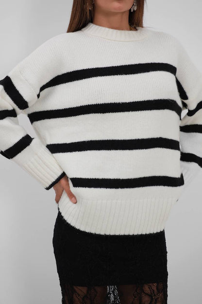 “COCO” Crew Neck Striped Knitted Sweater