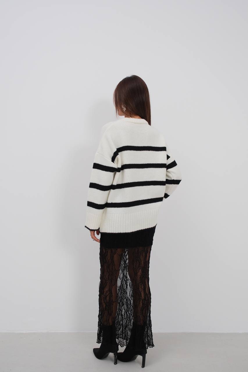 “COCO” Crew Neck Striped Knitted Sweater