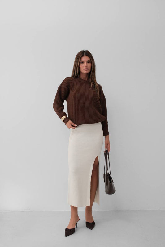 “MOCHA LUXE” Oversized Knitted Sweater